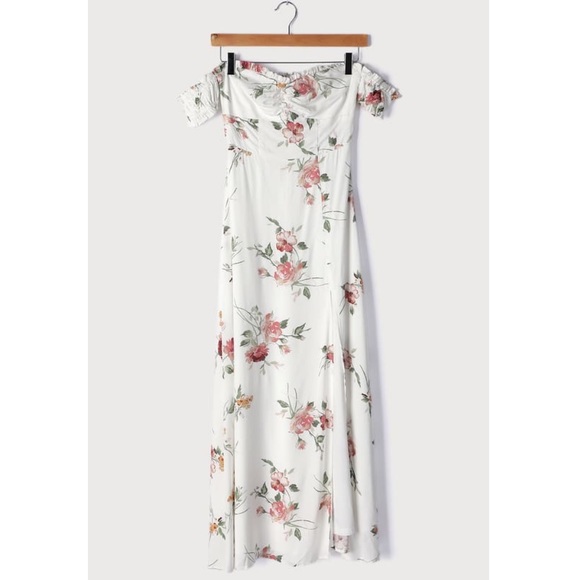 Lulu’s Capture a Heart White Floral Print Off-the-Shoulder Maxi Dress - Picture 5 of 7